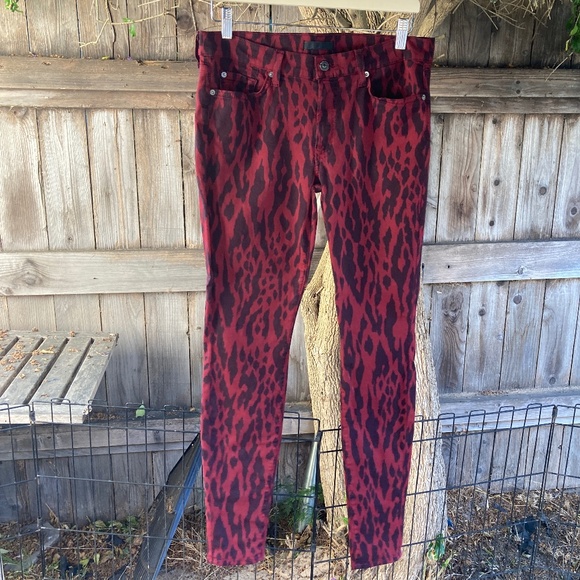 Red and Black Animal Print Jeans by Mankind - Picture 3 of 8